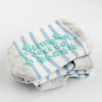 Non-Slip Stay On Baby and Toddler Socks - 3 Pack in Light Blue Stripe