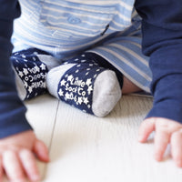Non-Slip Stay On Baby and Toddler Socks - 3 Pack in Navy Dot