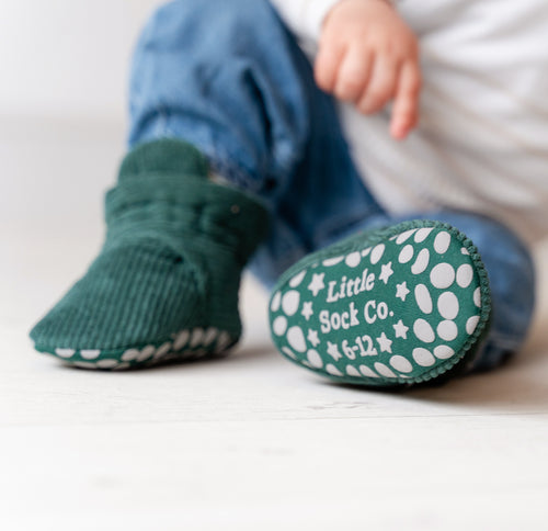 Corduroy Stay-On Baby & Toddler Booties | Fir