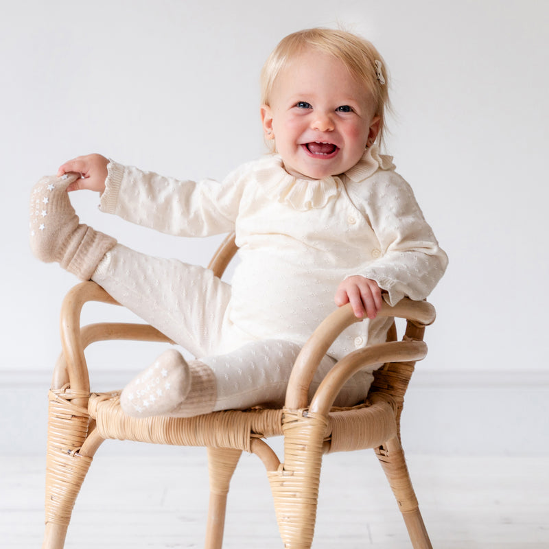 Cosy Non-Slip Stay-On Baby & Toddler Socks | Sandy | 4 Pack