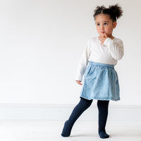 Girls’ Non-Slip Ribbed School Tights in True Navy – Ages 2–8