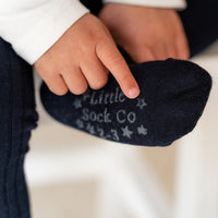 Girls’ Non-Slip Ribbed School Tights in True Navy – Ages 2–8