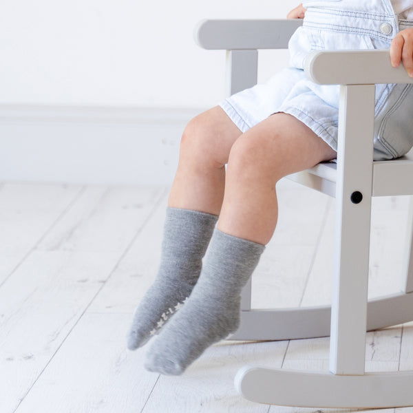 Classic Non-Slip Stay-On Baby & Toddler Socks | Blue | 4 Pack