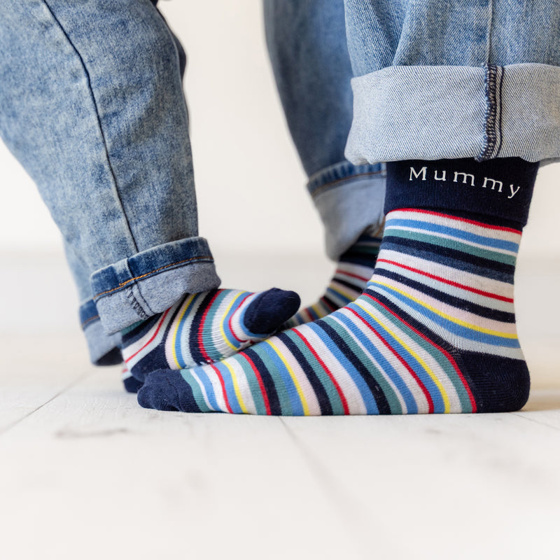 Taylor Personalised Mini Me Matching Adult and Child Family Socks Gift Set  - The Perfect Personalised Father's or Mother's Day Gift