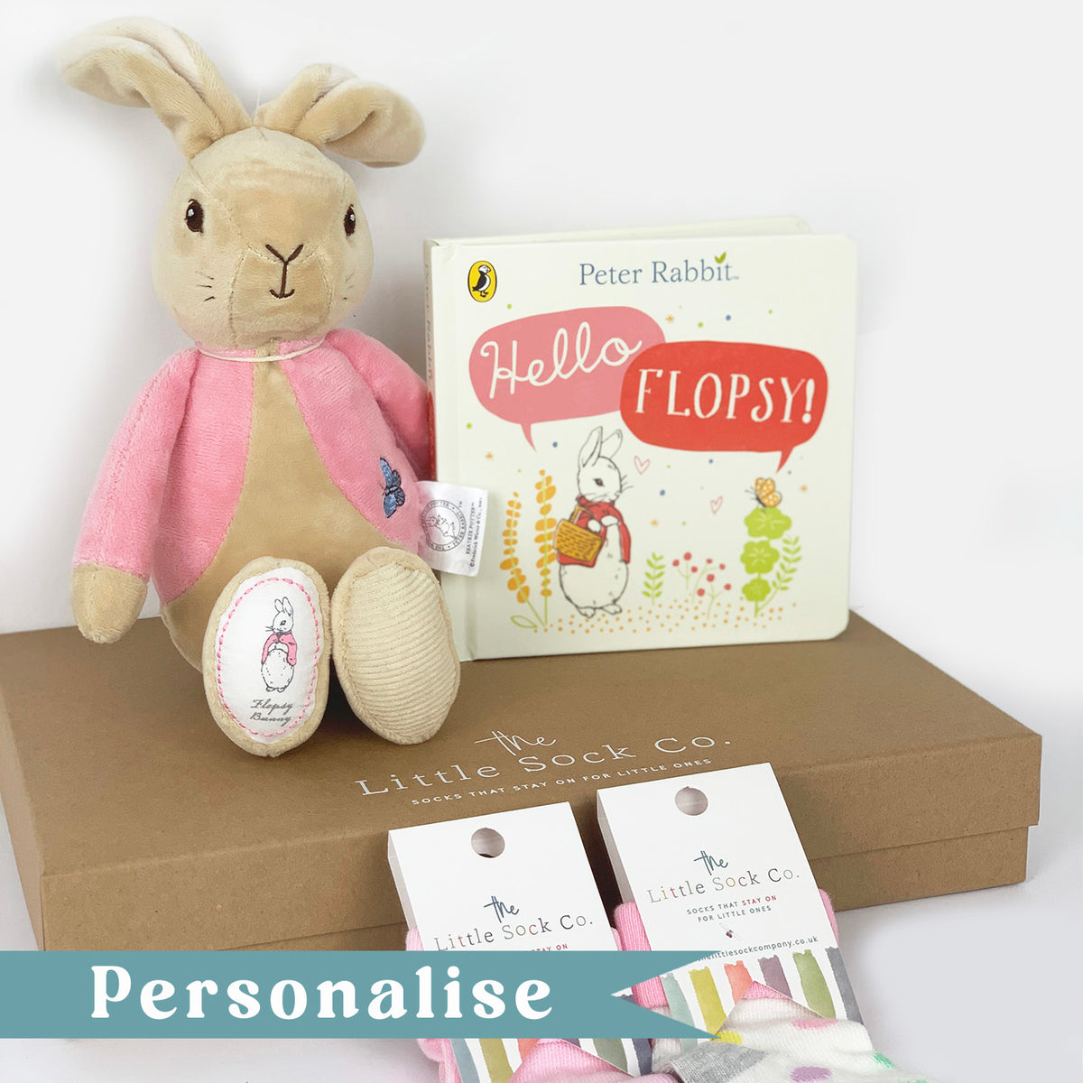Personalised My First Flopsy Bunny Large Gift Set - Soft Cuddly Toy and Book for Baby and Toddler