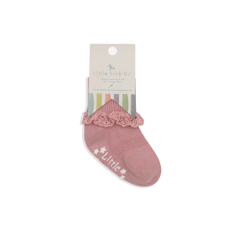 Frilly Non-Slip Stay-On Baby and Toddler Socks - Orchid