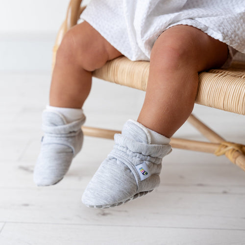 Newborn Stay-on Bootie Bundle - Booties + Leggings + Stay-on Socks - Grey