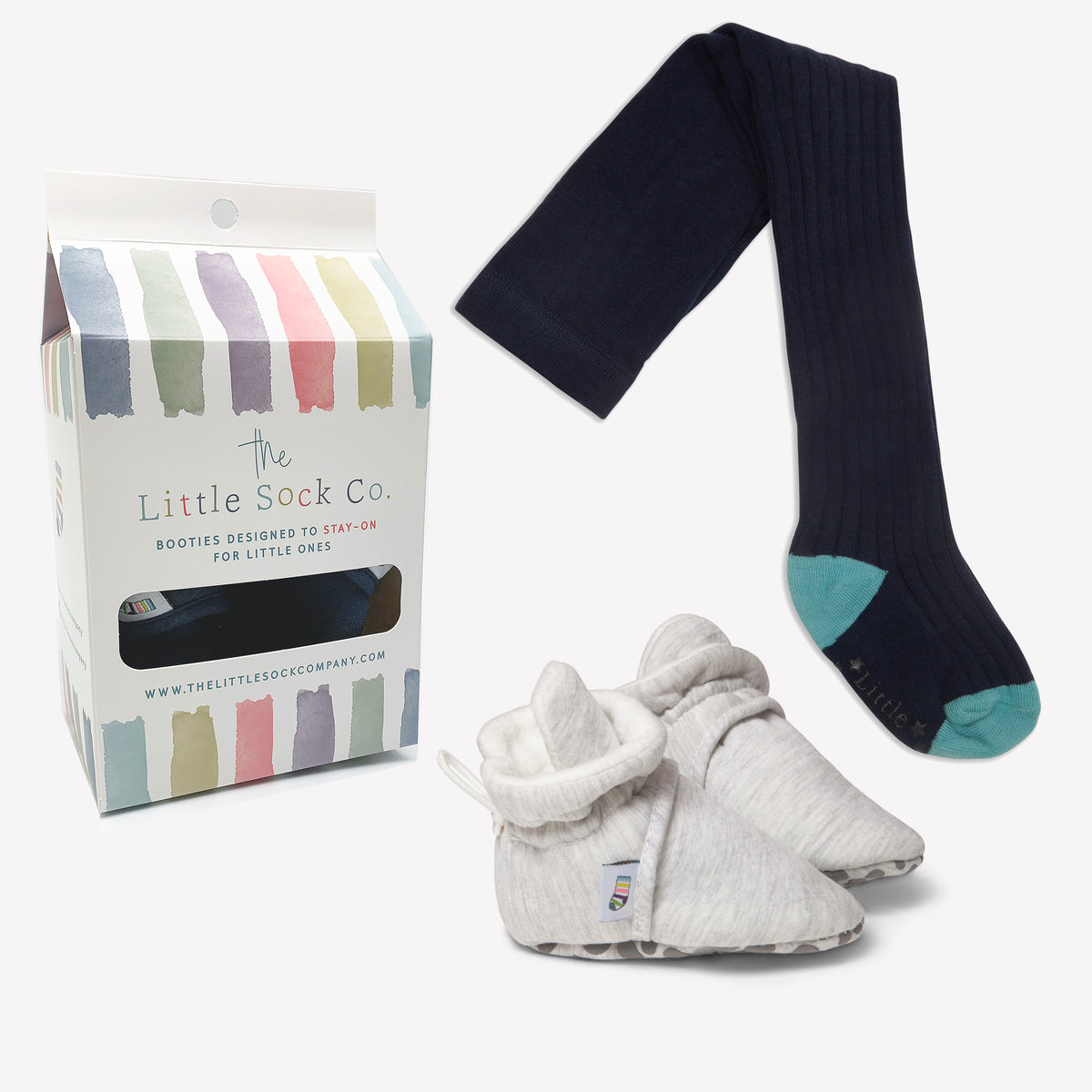 Bundle of Grey Stay-on, Non-Slip Booties & Cosy Non-slip Tights