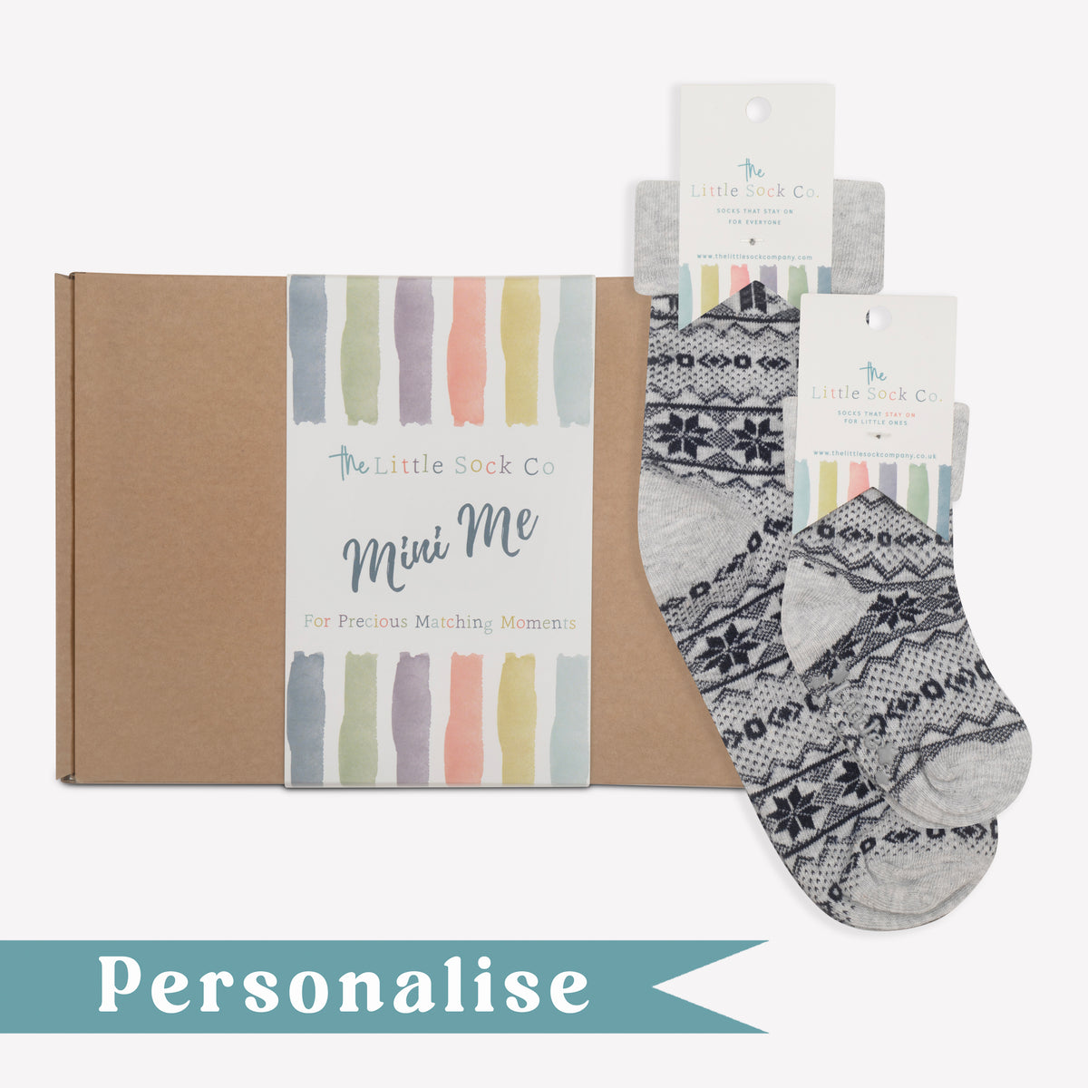 Personalised Mini Me Matching Adult and Child Family Socks Gift Set in Arctica - The Perfect Personalised Christmas Gift