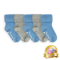 Talipes (clubfoot) Boots and Bar Socks - Non-Slip Stay on Baby and Toddler Socks - 5 Pack in Grey & Blue
