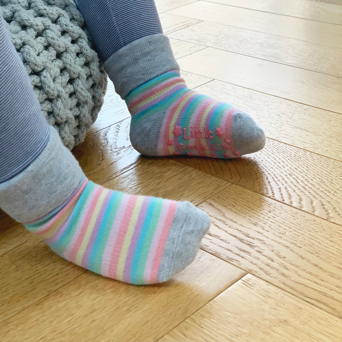Non-Slip Stay On Socks in Rosey Rainbow