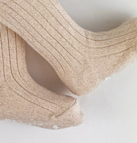 Super Soft Non-Slip Ribbed Tights in Gold Sparkle