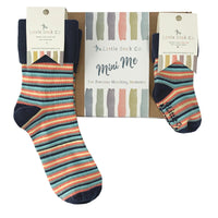 Personalised Mini Me Matching Adult and Child Family Socks Gift Set in Smarty Stripe - The Perfect Personalised Birthday or Father's Day Gift