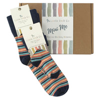 Personalised Mini Me Matching Adult and Child Family Socks Gift Set in Smarty Stripe - The Perfect Personalised Birthday or Father's Day Gift
