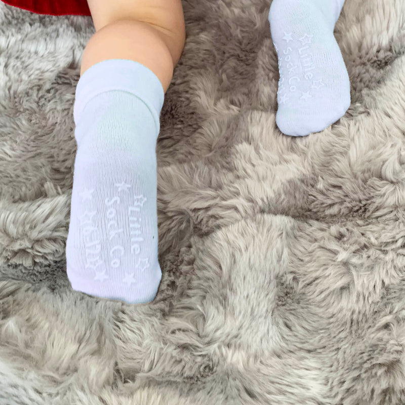 OUTLET - Non-Slip Stay on Baby and Toddler Socks - Off White