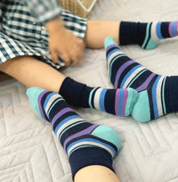 Personalised Mini Me Matching Adults and Child Family Socks Gift Set in Navy Stripe - The Perfect Birthday or Fathers Day Gift