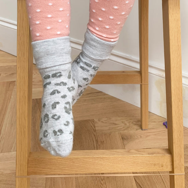 Non-Slip Stay on Baby + Toddler Socks - 5 Pack in Animal, Pink & Rae