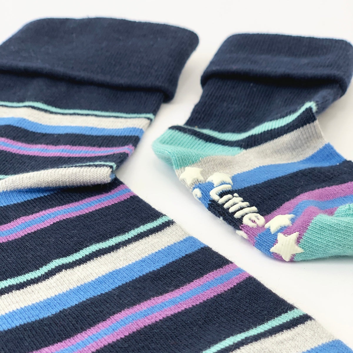Personalised Mini Me Matching Adults and Child Family Socks Gift Set in Navy Stripe - The Perfect Personalised Birthday or Fathers Day Gift