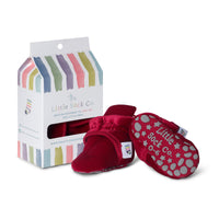Velvet Stay-on Non-Slip Booties | Crimson Red