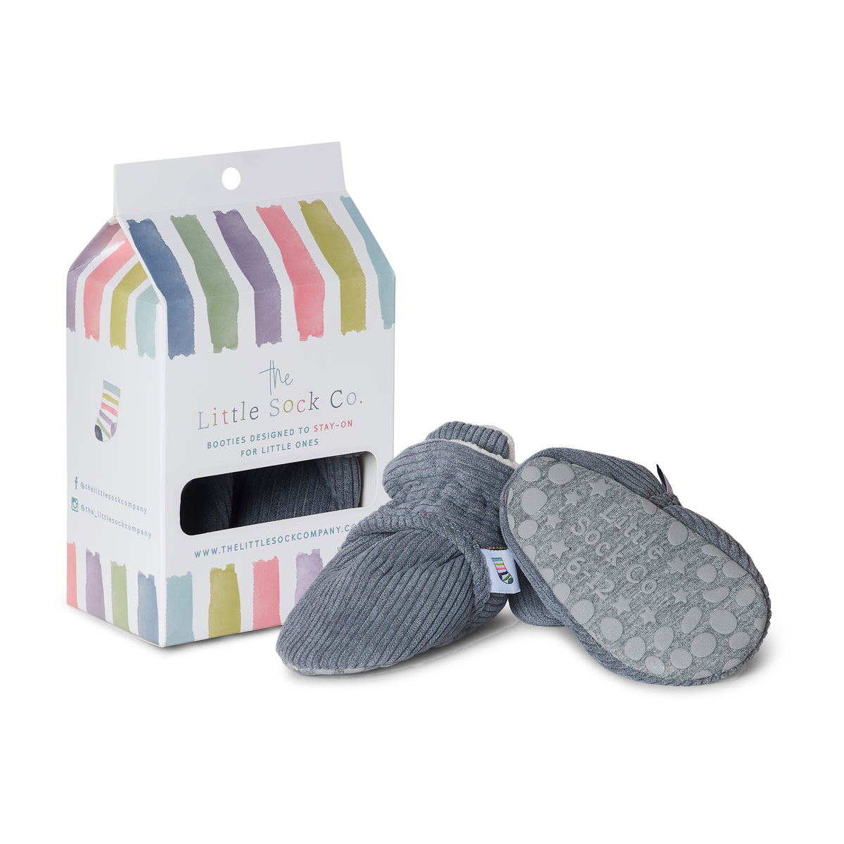 Flint Stay-on, Non-Slip Booties in Corduroy - Perfect pram Slipper and Baby Carrier boot
