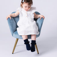 Frilly Non-Slip Stay-on Baby and Toddler Socks - 5 Pack in Navy, Oat and Pearl White