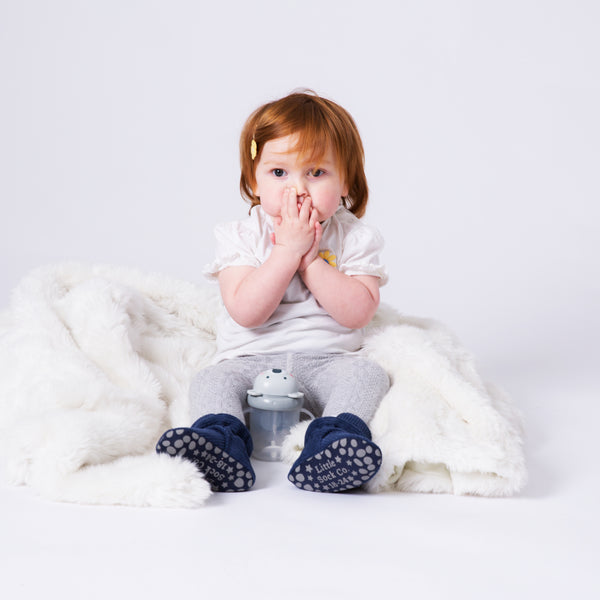 Corduroy Stay-On Non-Slip Baby Booties | Midnight Navy
