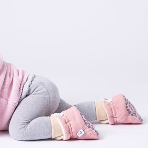 Non-Slip, Stay-on Bootie Bundle + Stay-on Socks + Cable Knit Leggings - Rose Corduroy