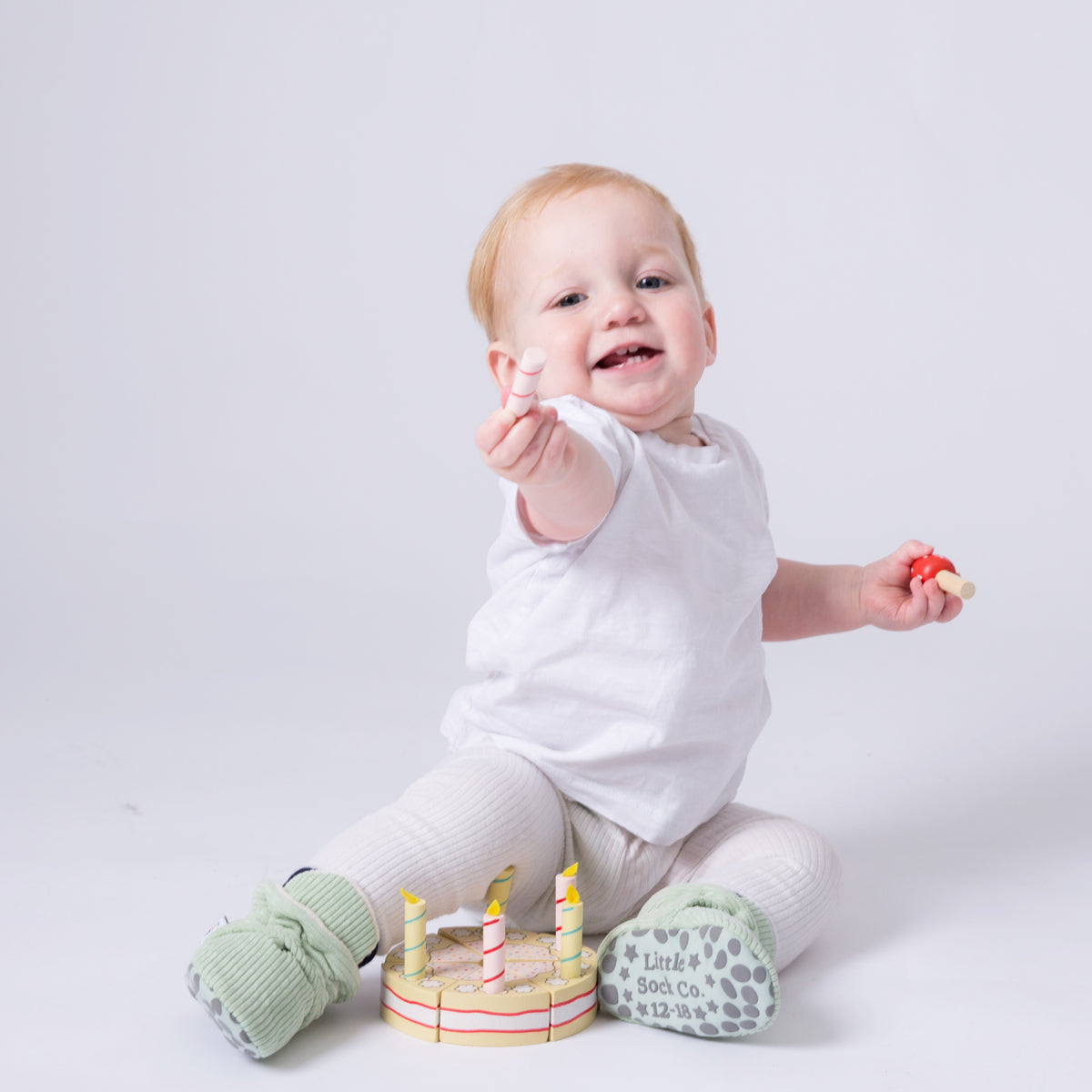 Stay-on, Non-Slip Booties - Perfect pram Slipper and Baby Carrier boot - Pistachio Corduroy