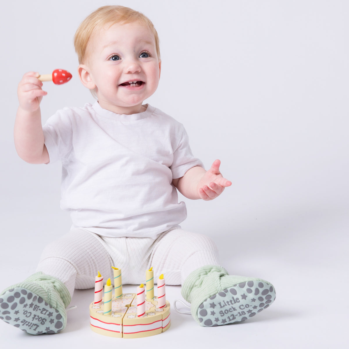 Stay-on, Non-Slip Booties - Perfect pram Slipper and Baby Carrier boot - Pistachio Corduroy