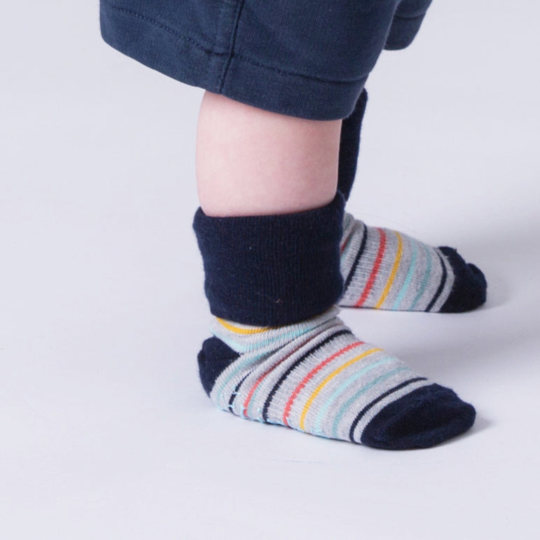 OUTLET - SMALLER FIT - Non-Slip + Stay On Baby and Toddler Socks - 3 Pack in Bobby