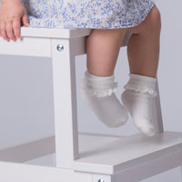 Frilly Non-Slip Stay-On Baby and Toddler Socks - 3 Pack in Paradiso, White and Pink Lemonade