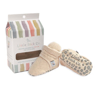 Linen Stay-on Baby and Toddler Booties | Sand