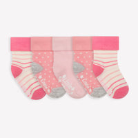 Non-Slip Stay on Baby and Toddler Socks - 5 Pack in Fairy Tale Pink, Rose Pin Dot and Lucy