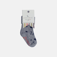 Non-Slip Stay On Baby and Toddler Socks - in Grey Star