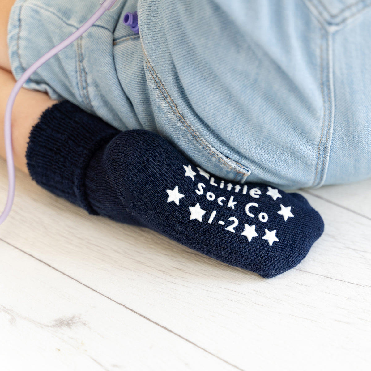 Cosy Stay-on Non-Slip Baby Socks - Navy 3 Pack