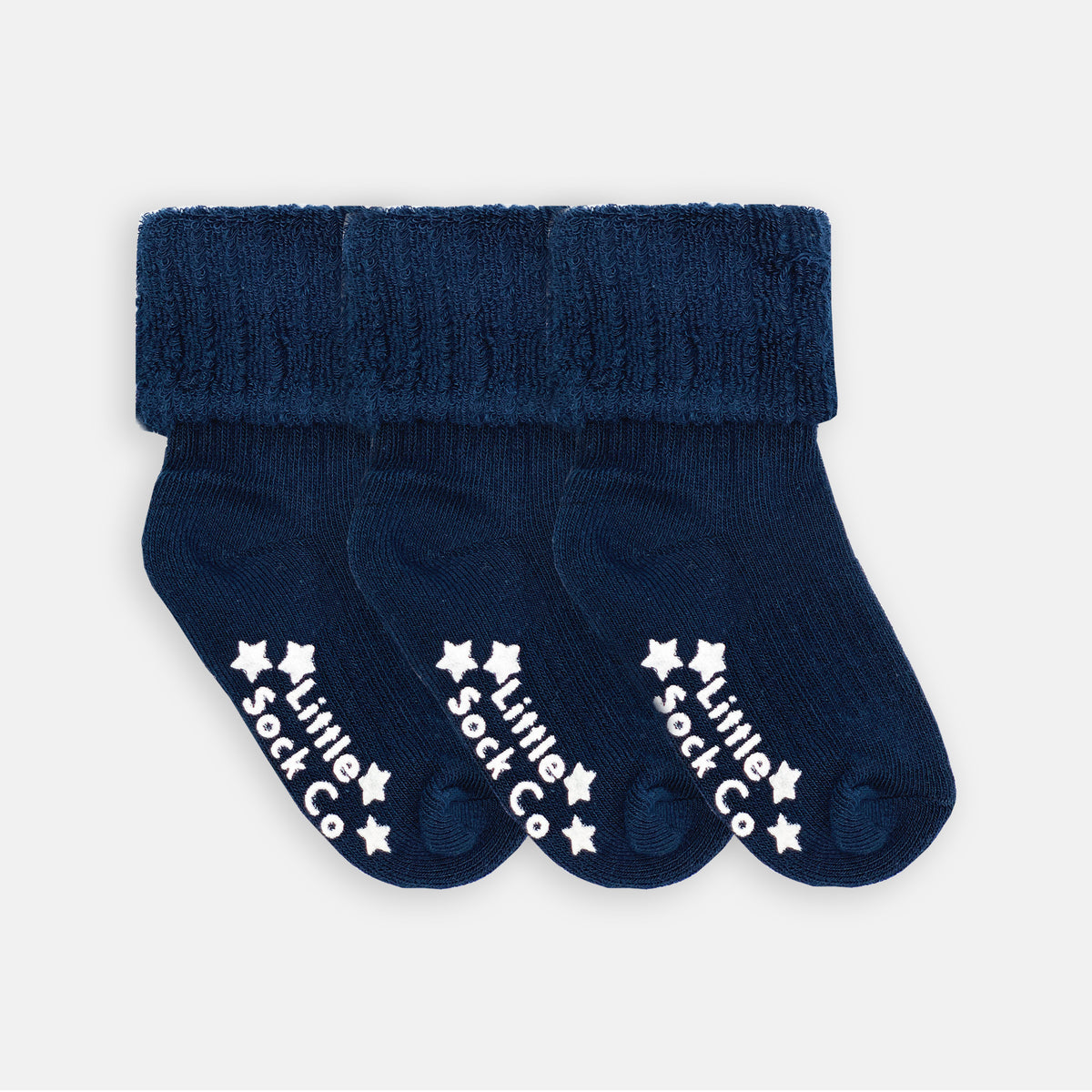 Cosy Stay-on Non-Slip Baby Socks - Navy 3 Pack