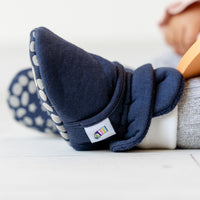 Stay-on, Non-Slip Bootie - Perfect pram Slipper or Baby Carrier boot - Navy
