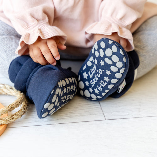 Newborn Stay-on Bootie Bundle - Booties + Leggings + Stay-on Socks - Navy