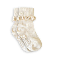 Frilly Non-Slip Stay-On Baby and Toddler Socks - Oat