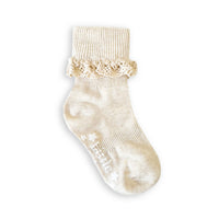 Frilly Non-Slip Stay-On Baby and Toddler Socks - Oat