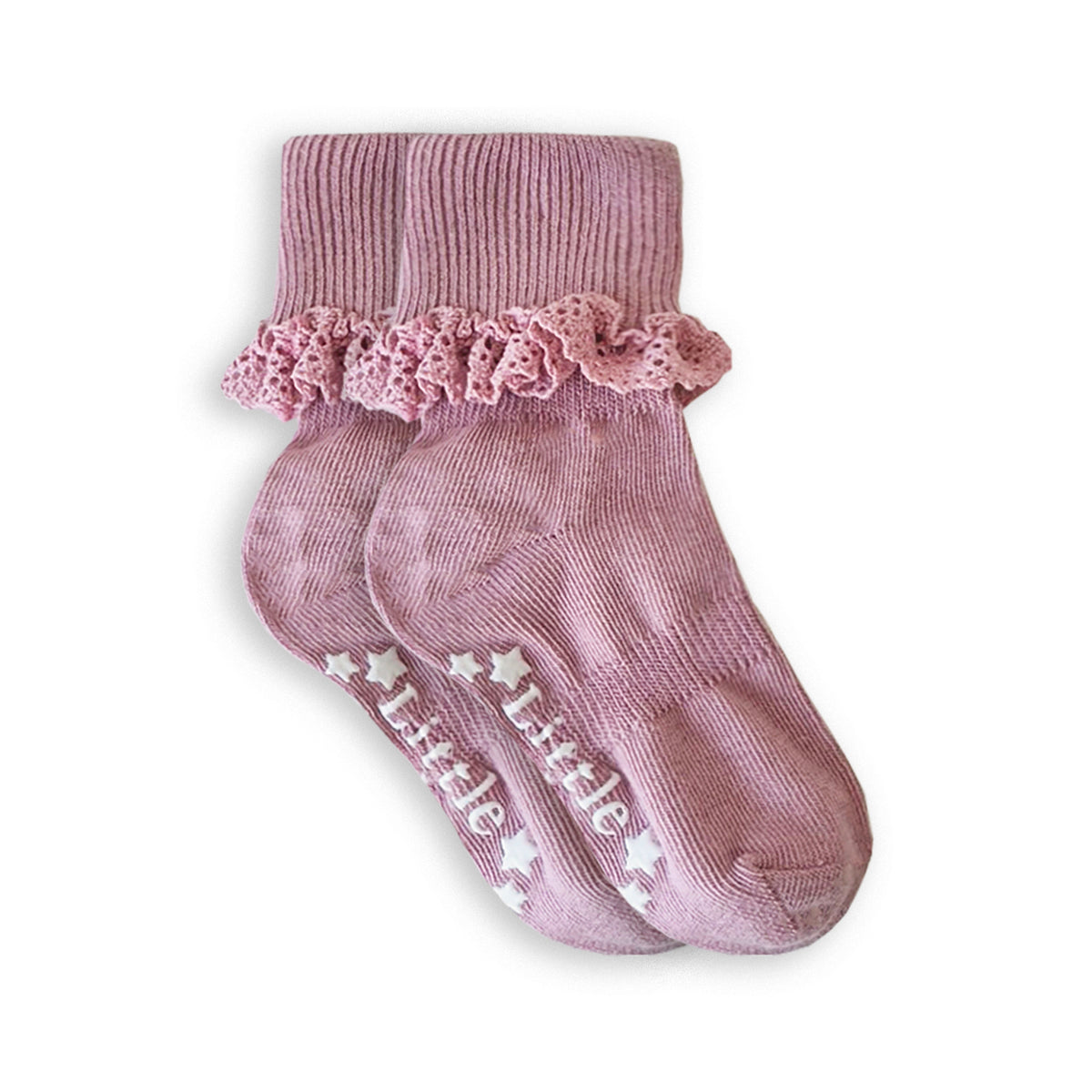 Frilly Non-Slip Stay-On Baby and Toddler Socks - Orchid