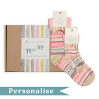 Personalised Mini + Me Matching Sock Gift Set | Pink Nordic