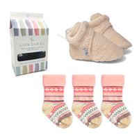 Stay-on, Non-Slip Booties & Socks Bundle | Polar + Pink Nordic