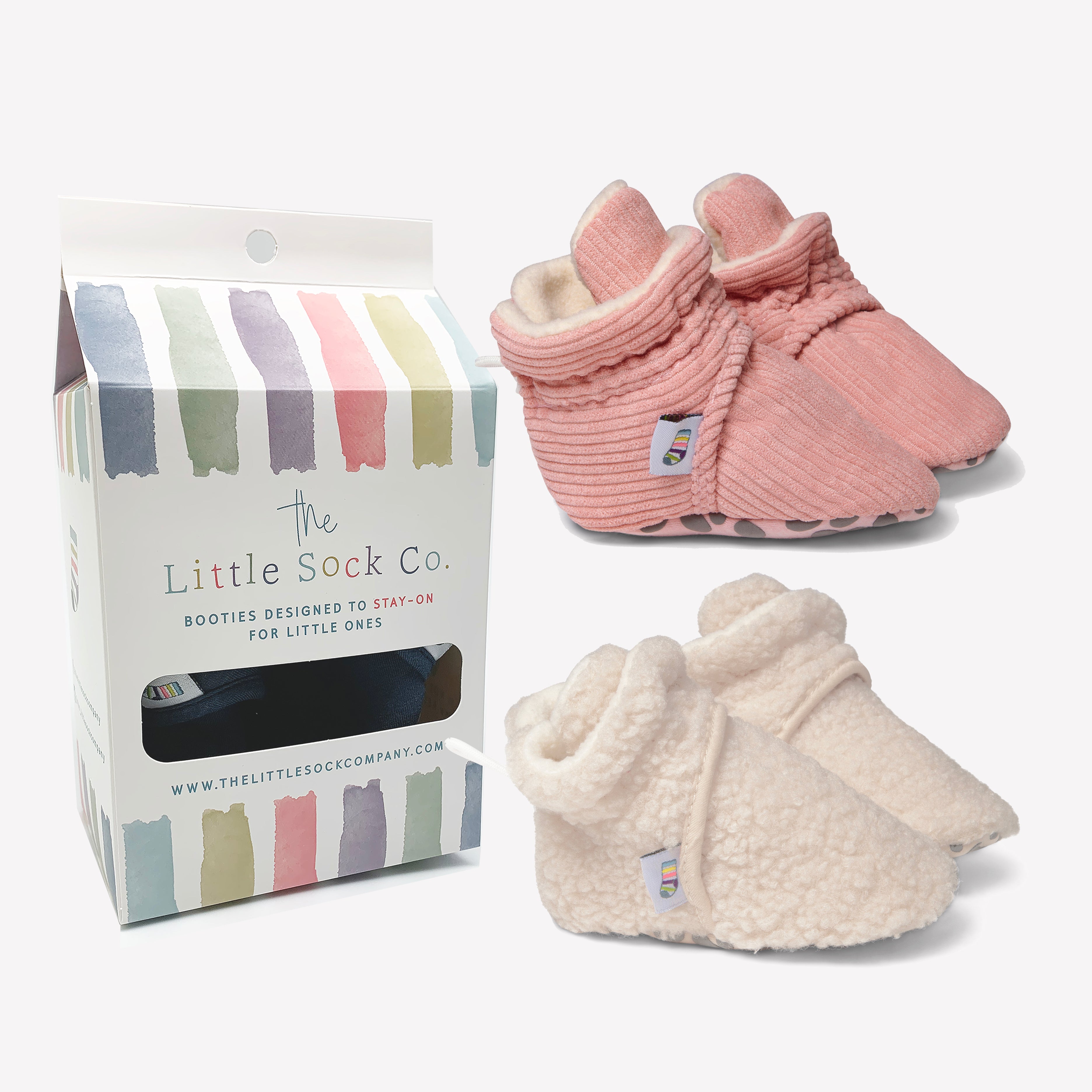 2 Pack of Stay on Non Slip Booties Mix n Match Colours The Little Sock Company