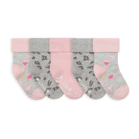 Non-Slip Stay on Baby + Toddler Socks - 5 Pack in Animal, Pink & Rae