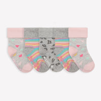 Non-Slip Stay on Baby + Toddler Socks - 5 Pack in Animal, Rosey & Rae