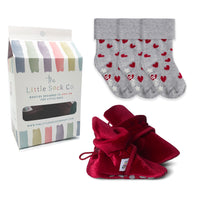 Stay-on, Non-Slip Booties + Sock Bundle | Crimson Red + Hart