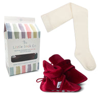Stay-on Booties + Non-slip Tights Bundle | Crimson Red