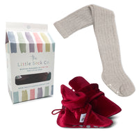 Stay-on Booties + Non-slip Tights Bundle | Crimson Red
