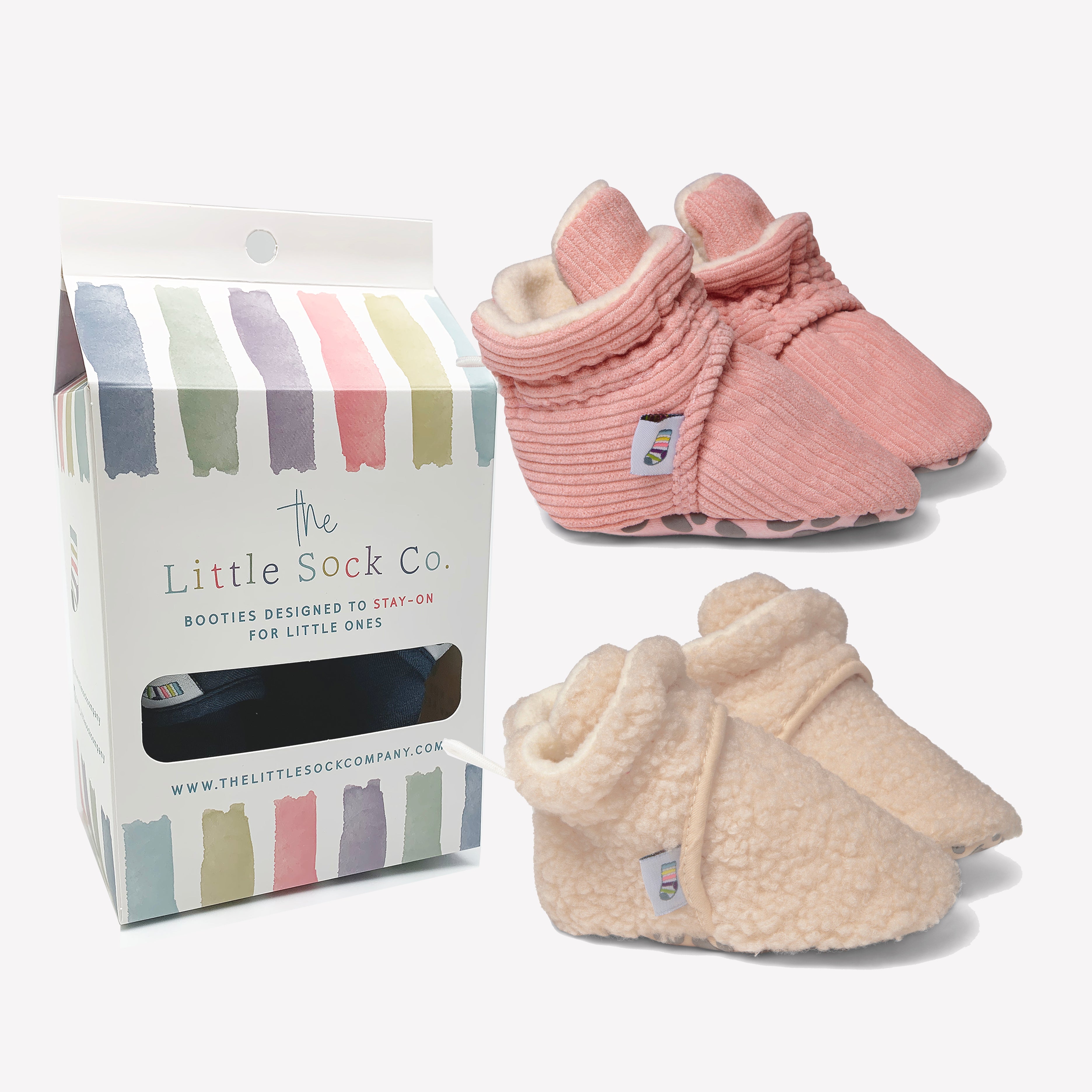 2 Pack of Stay on Non Slip Booties Mix n Match Colours The Little Sock Company